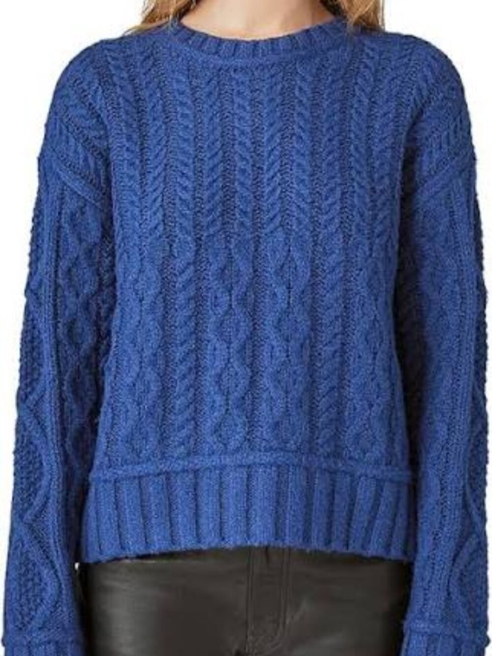 Lucky Brand CABLE CREW SWEATER - ESTATE BLUE - size Medium - NWT